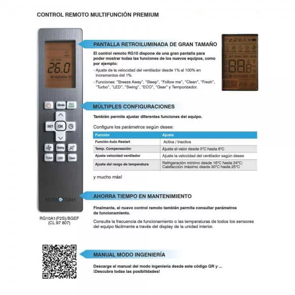 MUNDOCLIMA MUPR-12-H11 Aire acondicionado A++ Inverter,R-32,Frio/Calor - Imagen 8